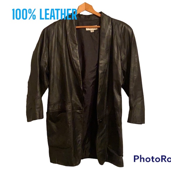laurice Jackets & Blazers - VTG Laurice Black Genuine Leather Double Breasted MOTO BIKER Jacket sz M Coat